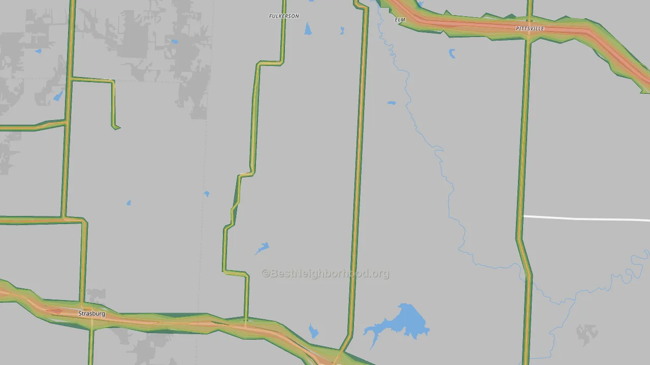 Kingsville, MO Map of Noise Levels in Kingsville