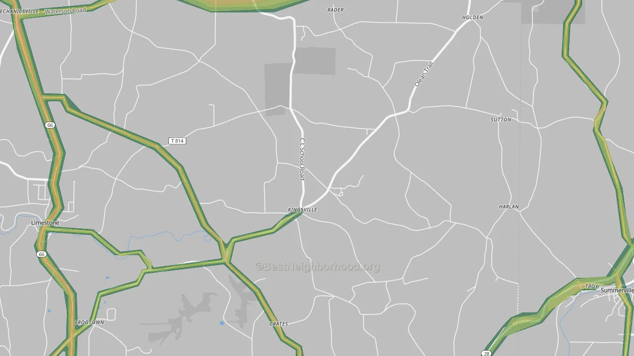 Kingsville, PA Map of Noise Levels in Kingsville