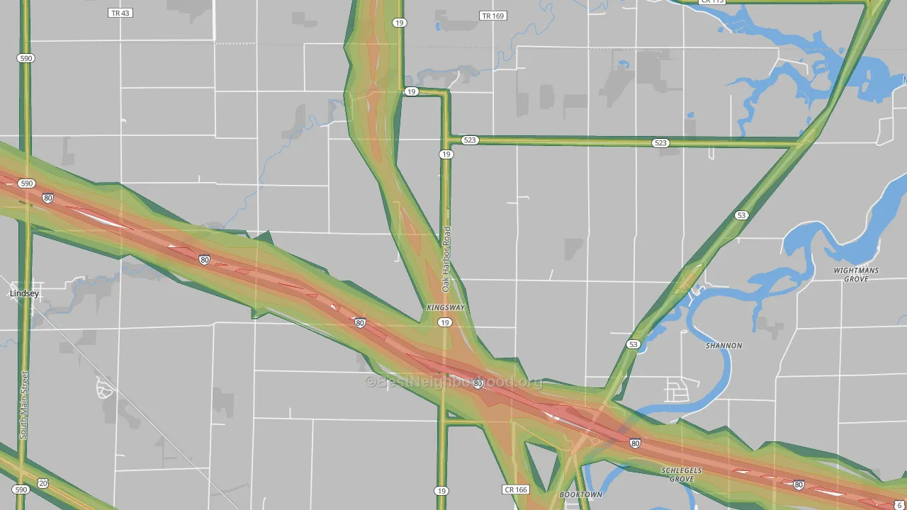 Kingsway, OH Map of Noise Levels in Kingsway