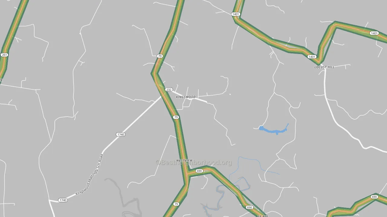 Kingswood, KY Map of Noise Levels in Kingswood