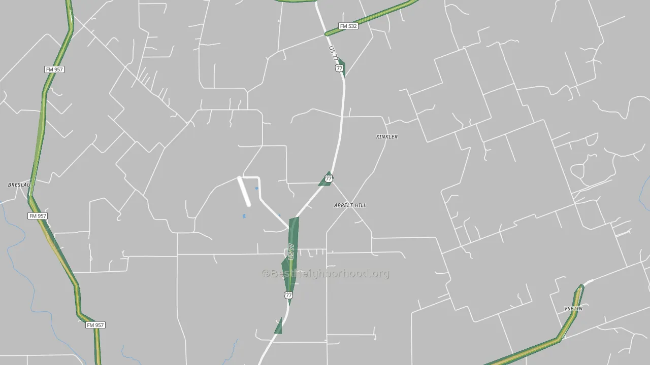 Kinkler, TX Map of Noise Levels in Kinkler