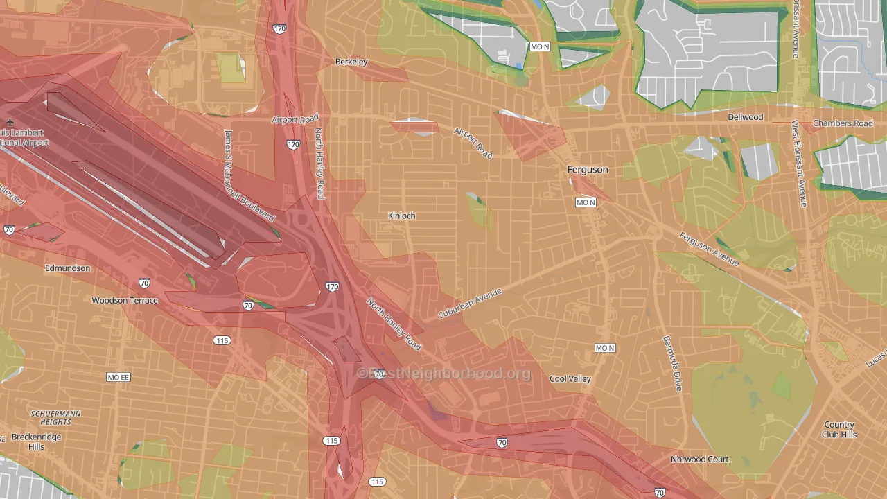 Kinloch, MO Map of Noise Levels in Kinloch