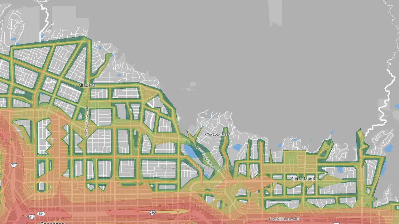 Kinneloa Mesa, CA Map of Noise Levels in Kinneloa Mesa