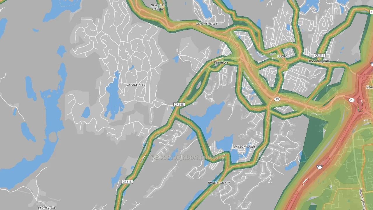 Kinnelon, NJ Map of Noise Levels in Kinnelon