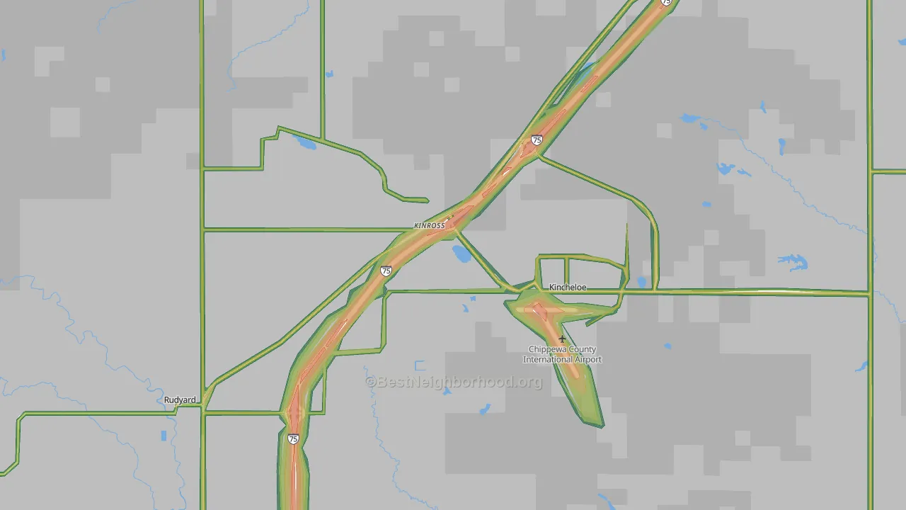 Kinross, MI Map of Noise Levels in Kinross