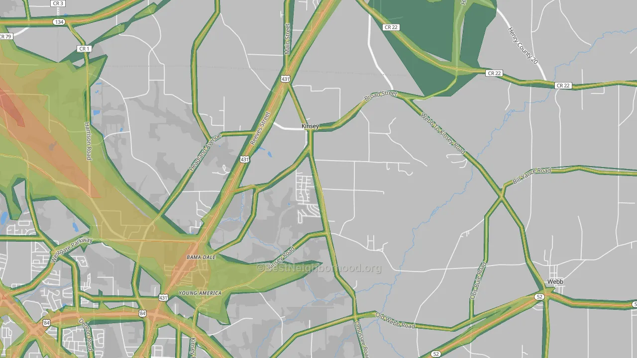 Kinsey, AL Map of Noise Levels in Kinsey