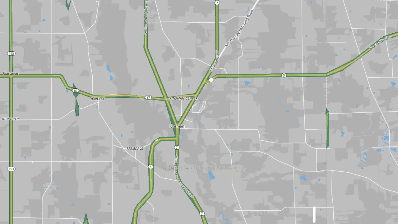 Kinsman, OH Map of Noise Levels in Kinsman