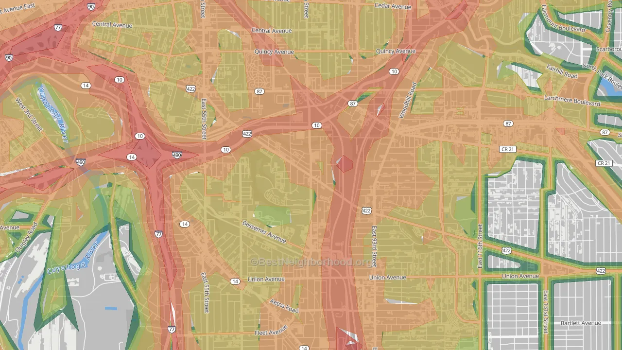 Kinsmith, Cleveland, OH Map of Noise Levels in Kinsmith