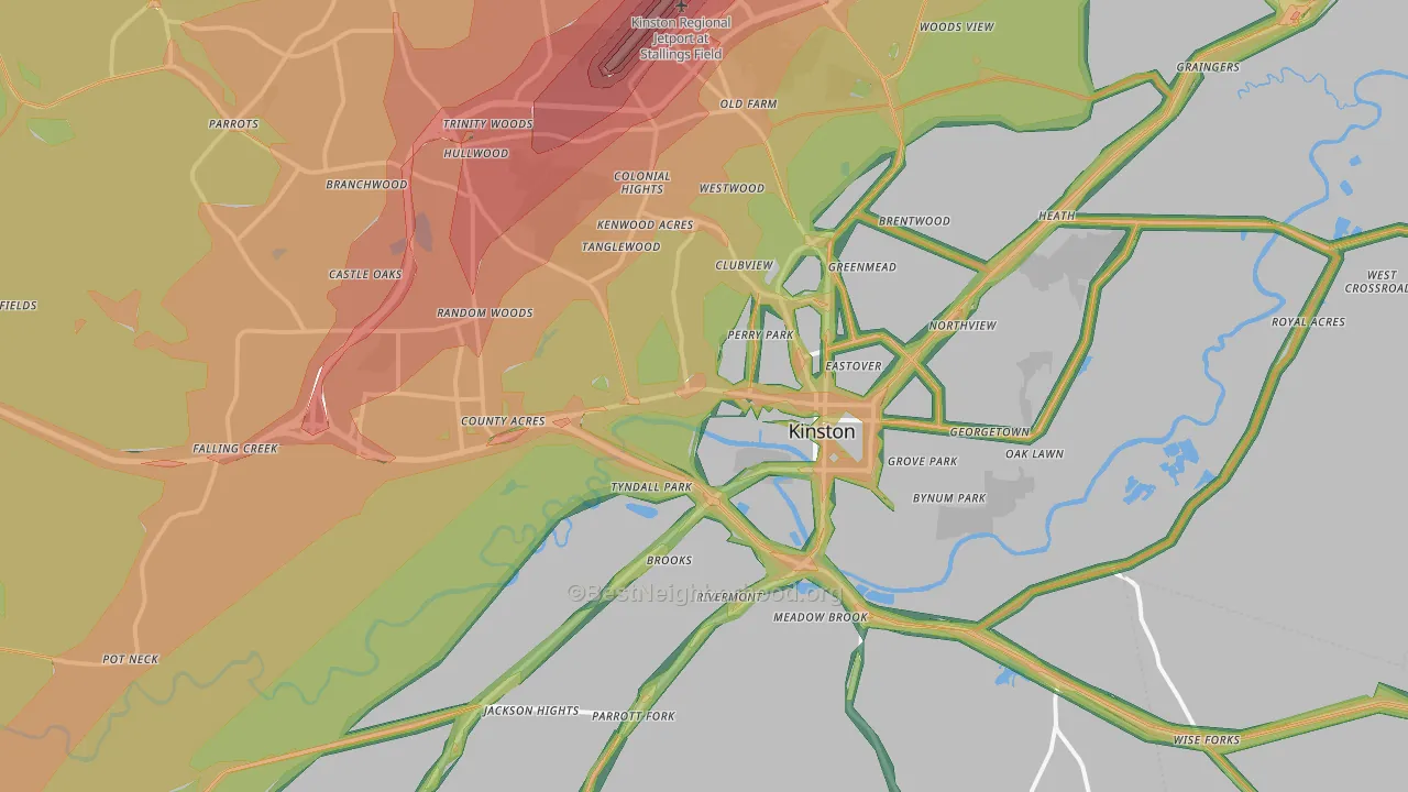 Kinston, NC Map of Noise Levels in Kinston