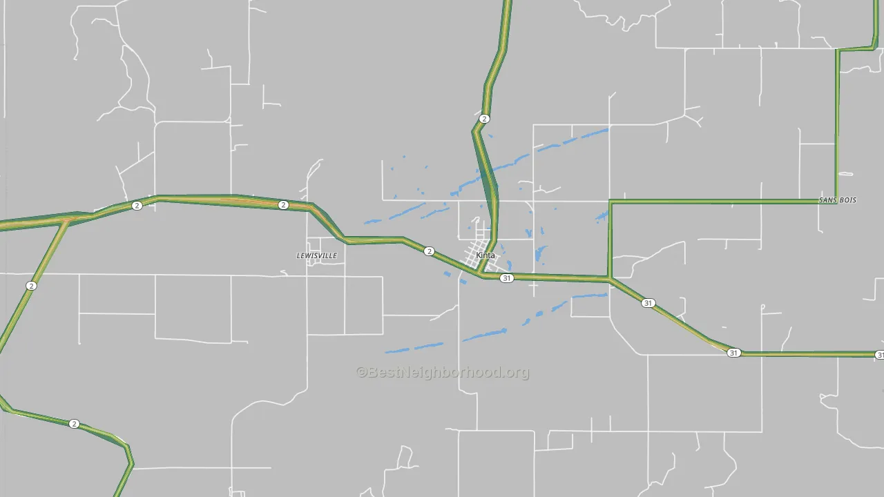Kinta, OK Map of Noise Levels in Kinta