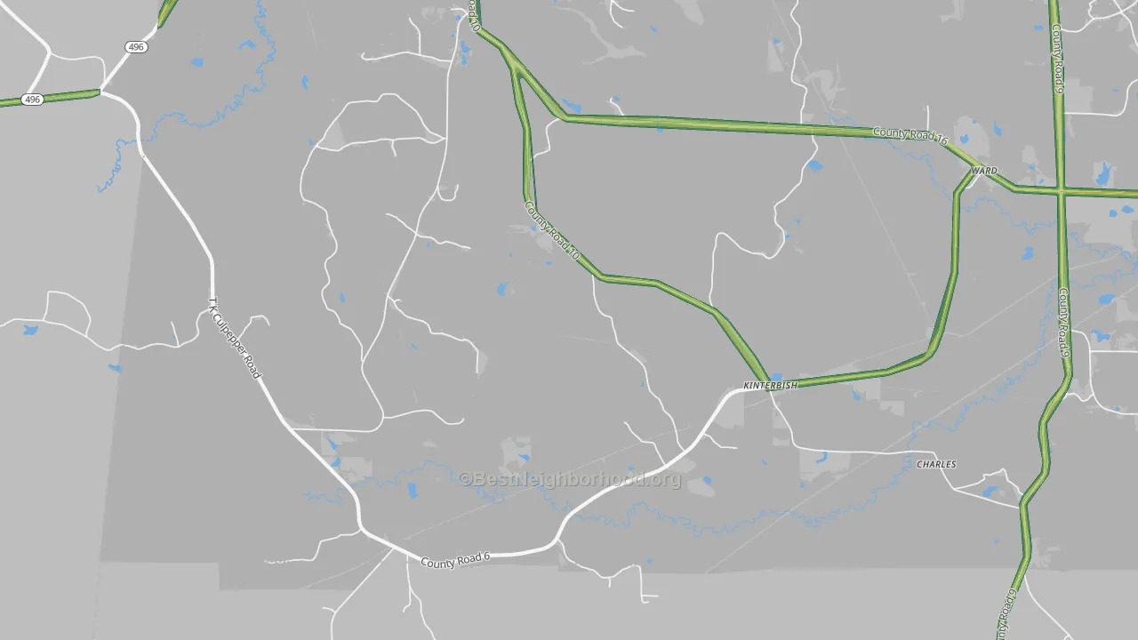 Kinterbish, AL Map of Noise Levels in Kinterbish