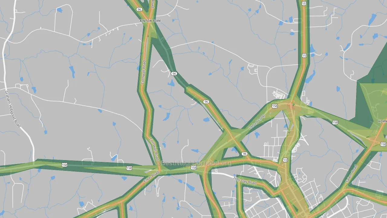 Kinton Fork, NC Map of Noise Levels in Kinton Fork