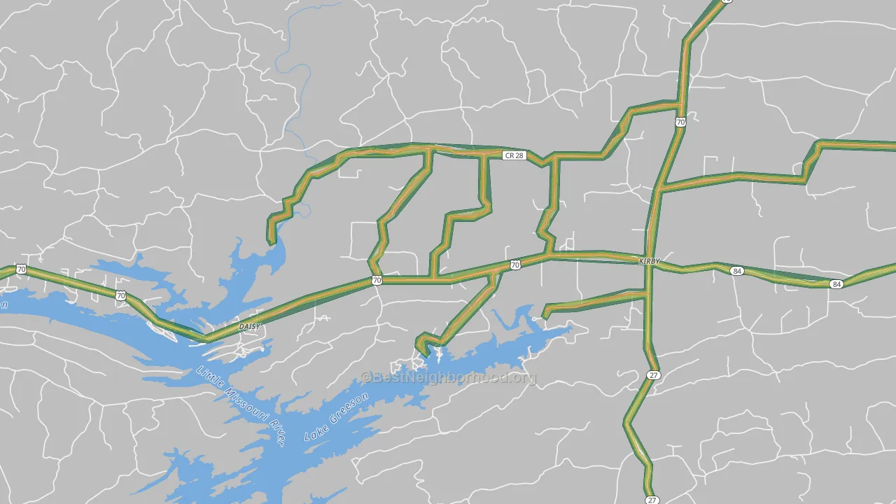 Kirby, AR Map of Noise Levels in Kirby