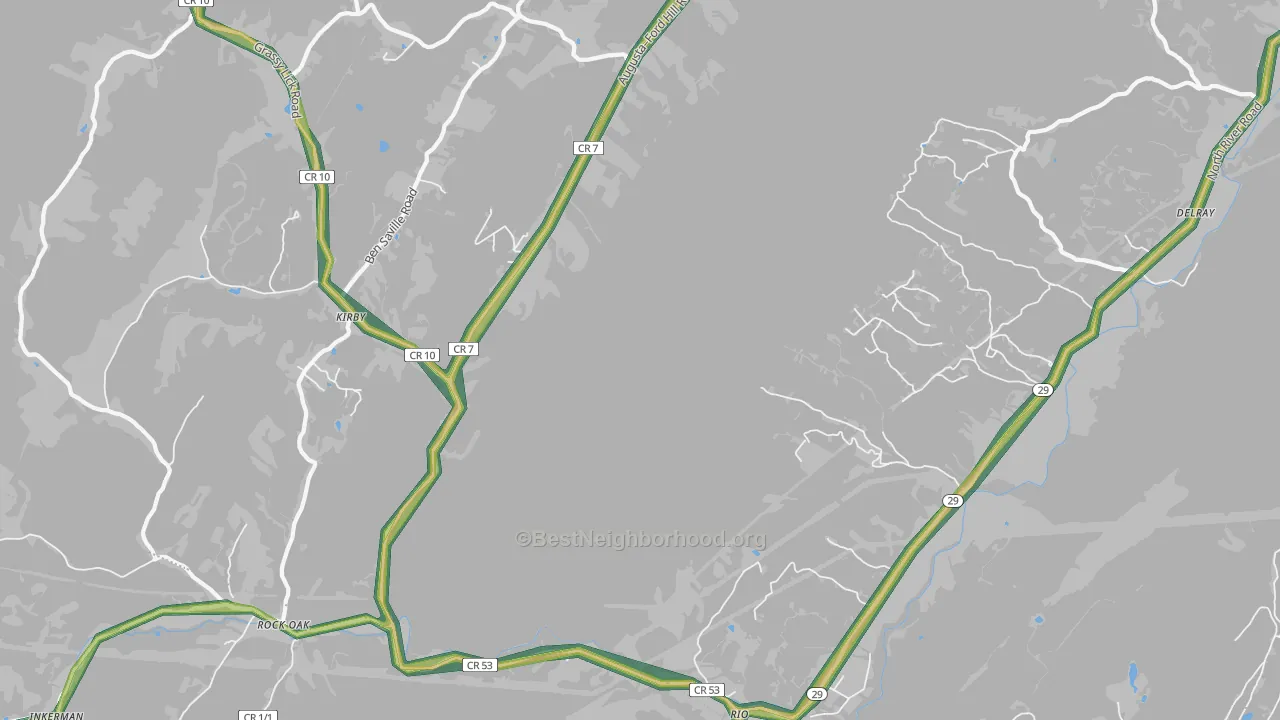 Kirby, WV Map of Noise Levels in Kirby