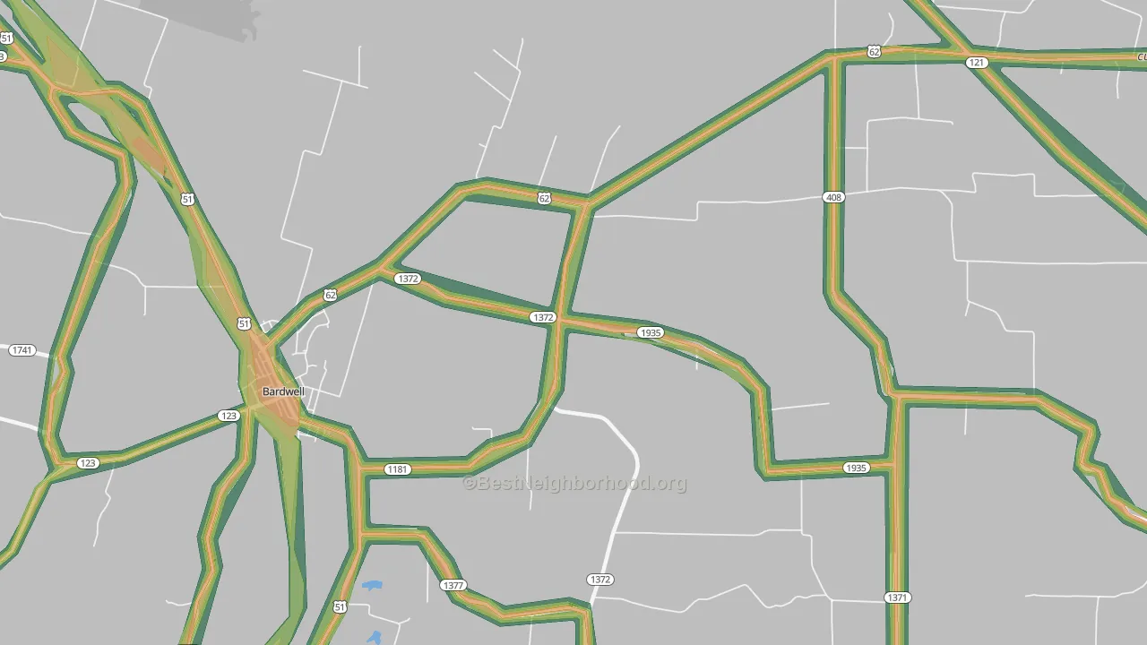 Kirbyton, KY Map of Noise Levels in Kirbyton