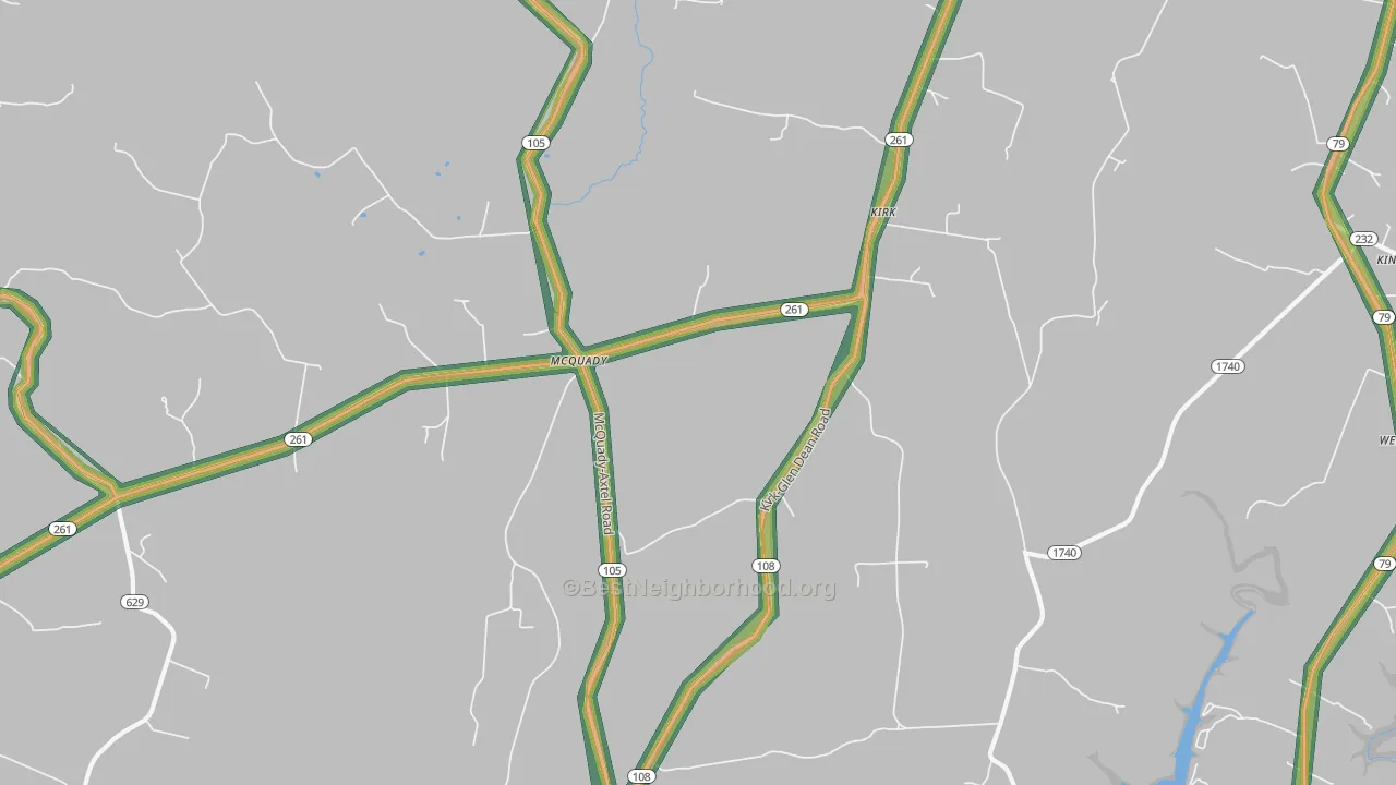 Kirk, KY Map of Noise Levels in Kirk