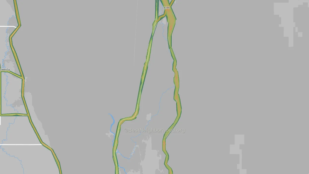 Kirk, OR Map of Noise Levels in Kirk