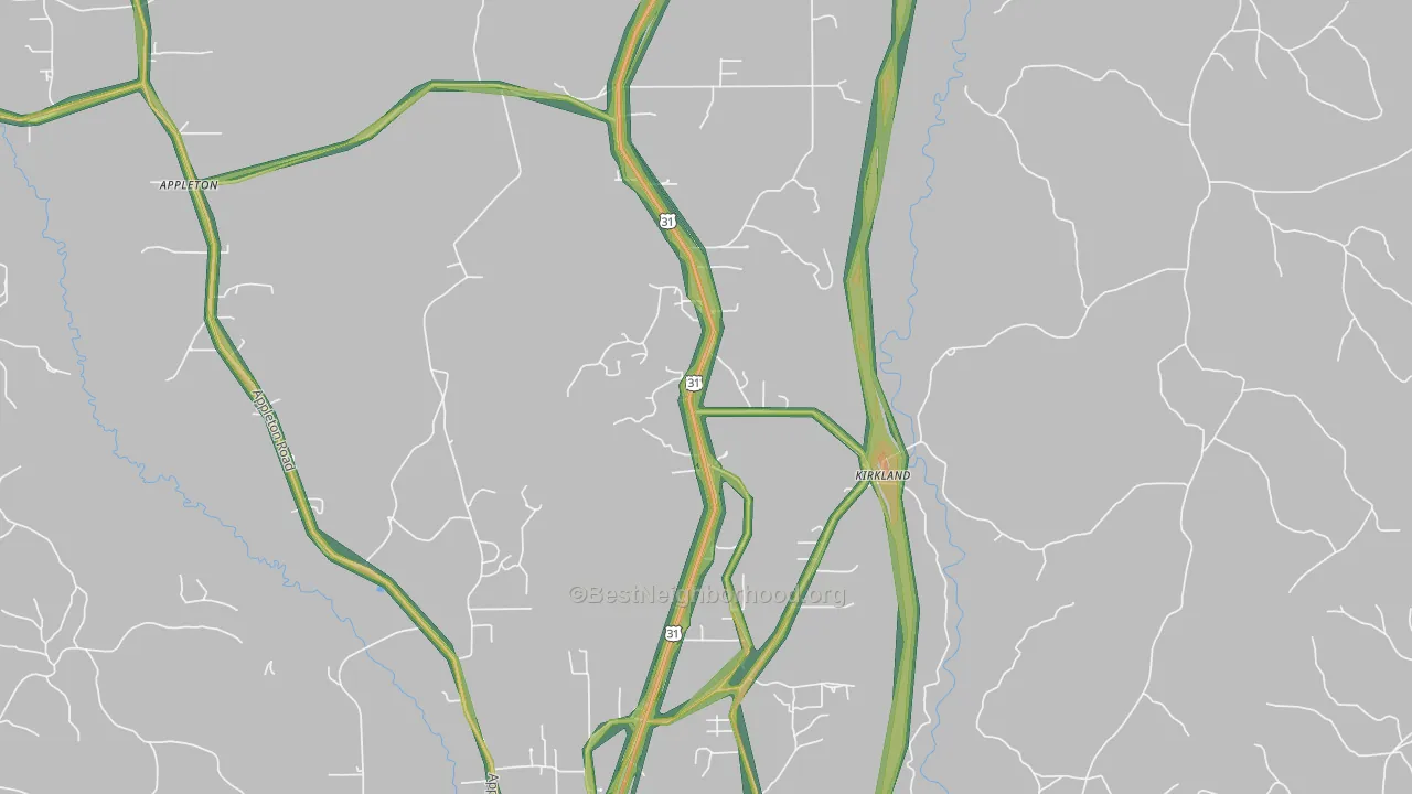 Kirkland, AL Map of Noise Levels in Kirkland