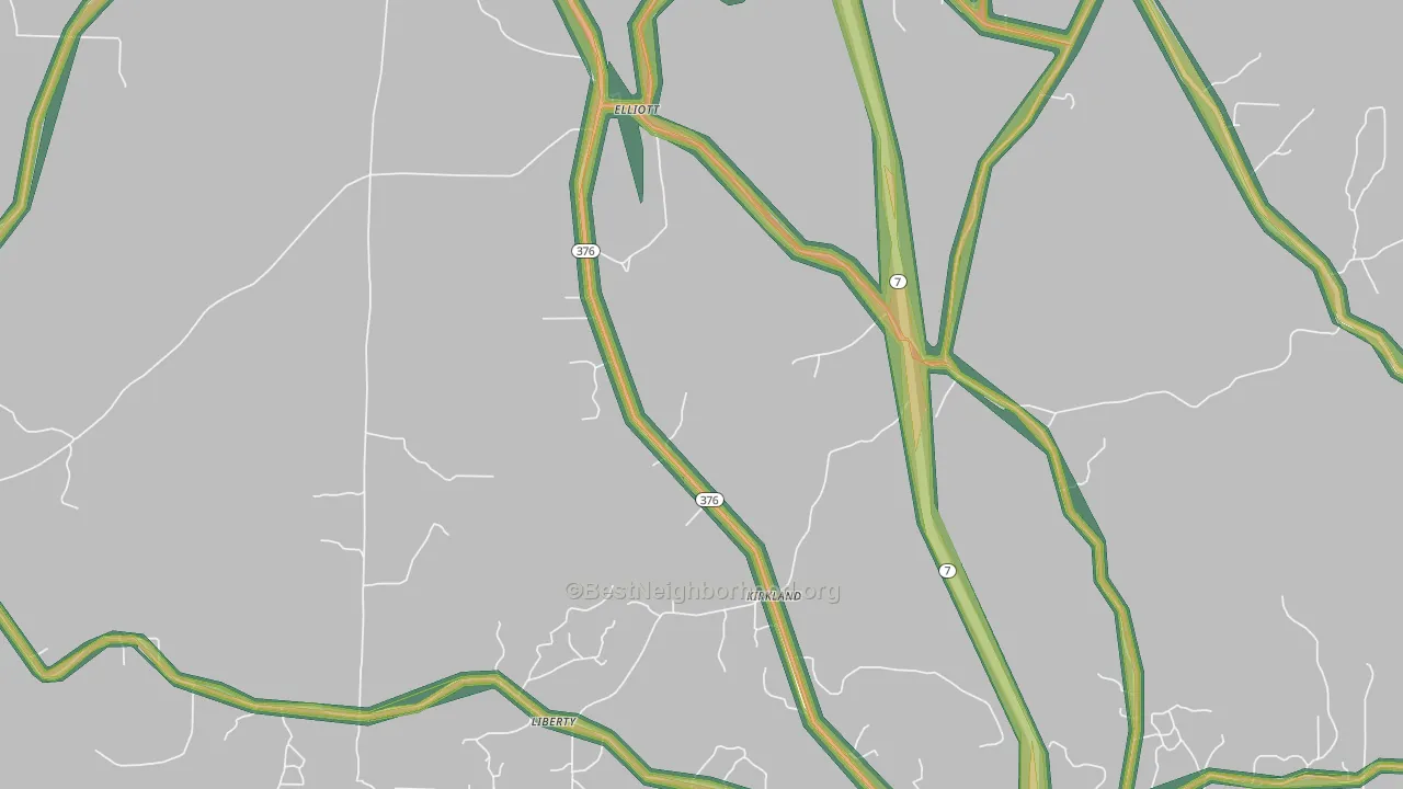 Kirkland, AR Map of Noise Levels in Kirkland