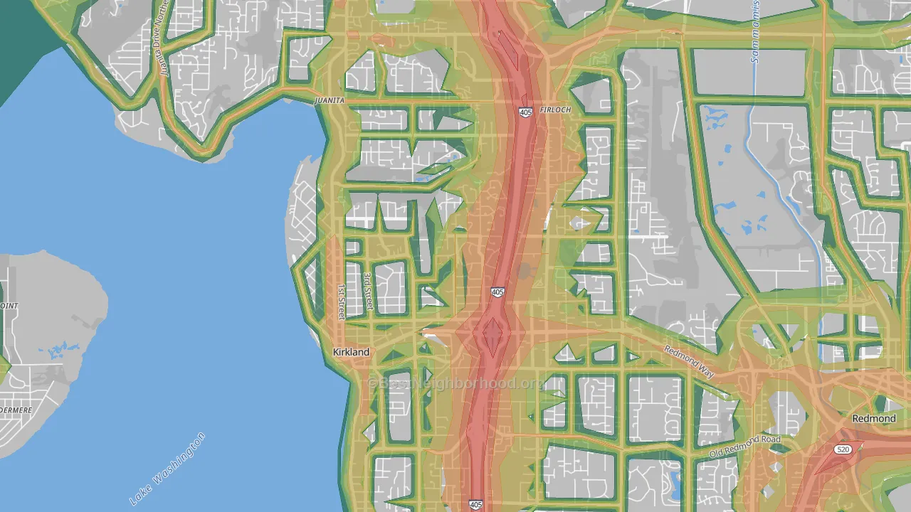 Kirkland, WA Map of Noise Levels in Kirkland