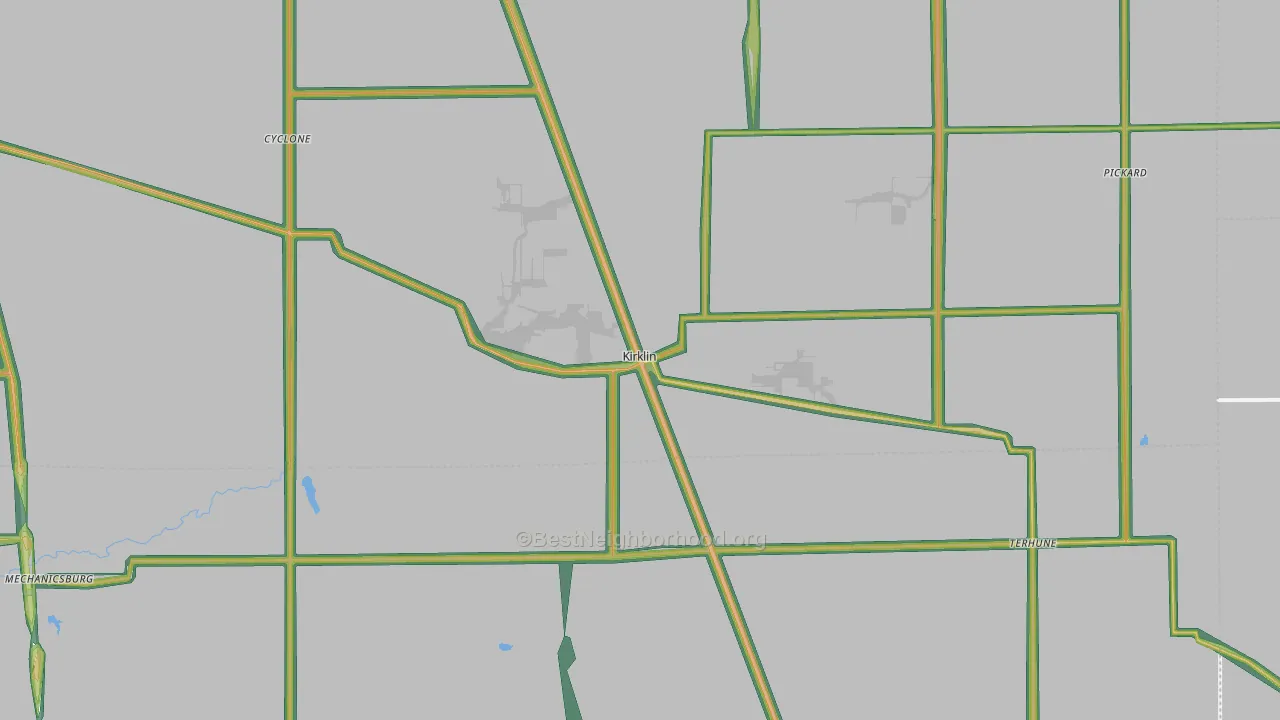 Kirklin, IN Map of Noise Levels in Kirklin