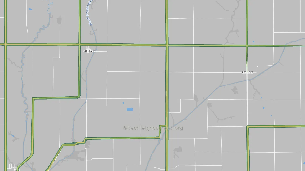 Kirkman, IA Map of Noise Levels in Kirkman