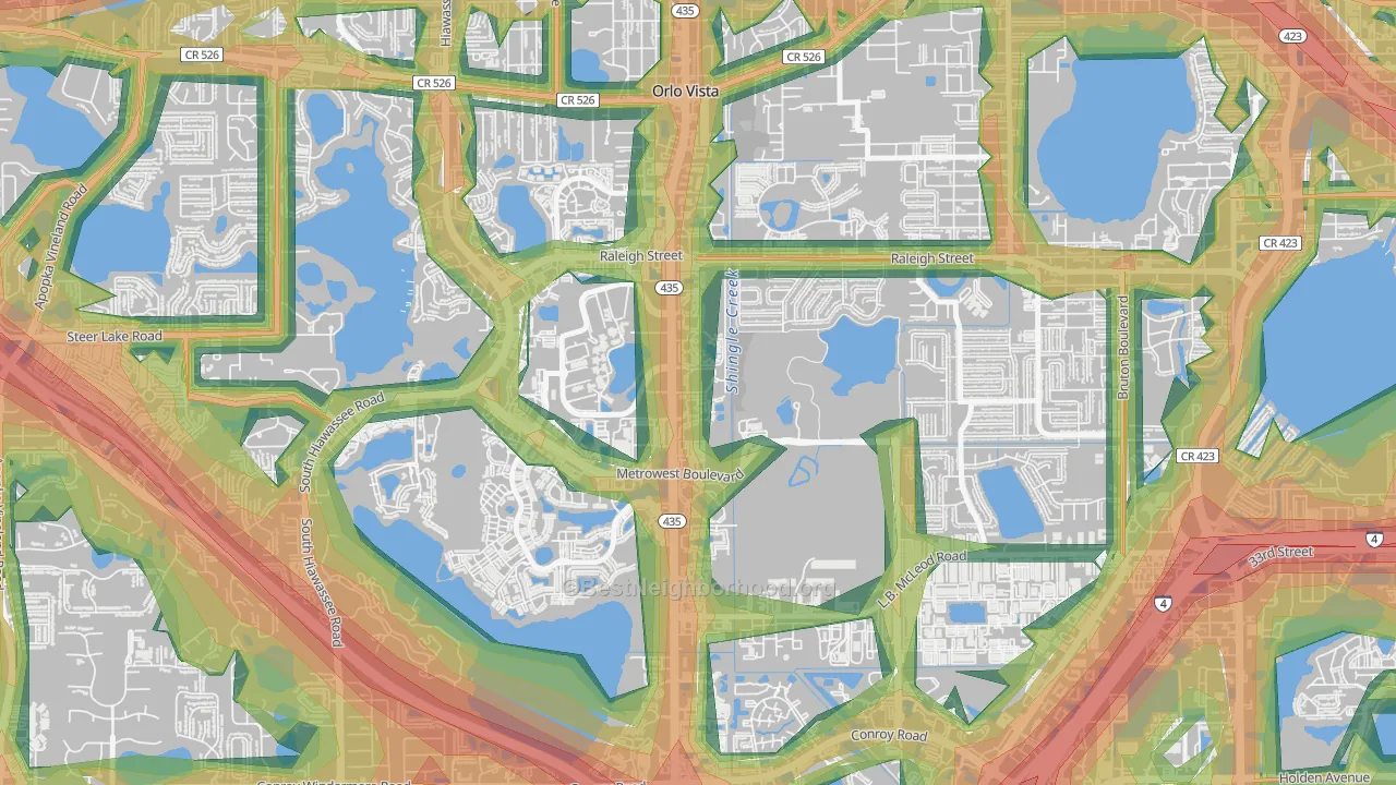 Kirkman North, Orlando, FL Map of Noise Levels in Kirkman North