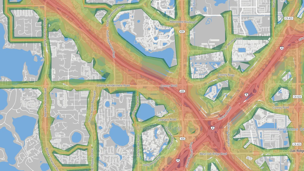 Kirkman South, Orlando, FL Map of Noise Levels in Kirkman South