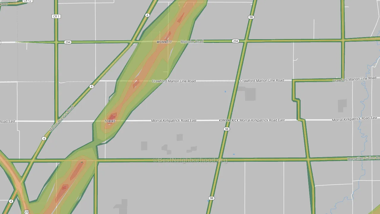 Kirkpatrick, OH Map of Noise Levels in Kirkpatrick