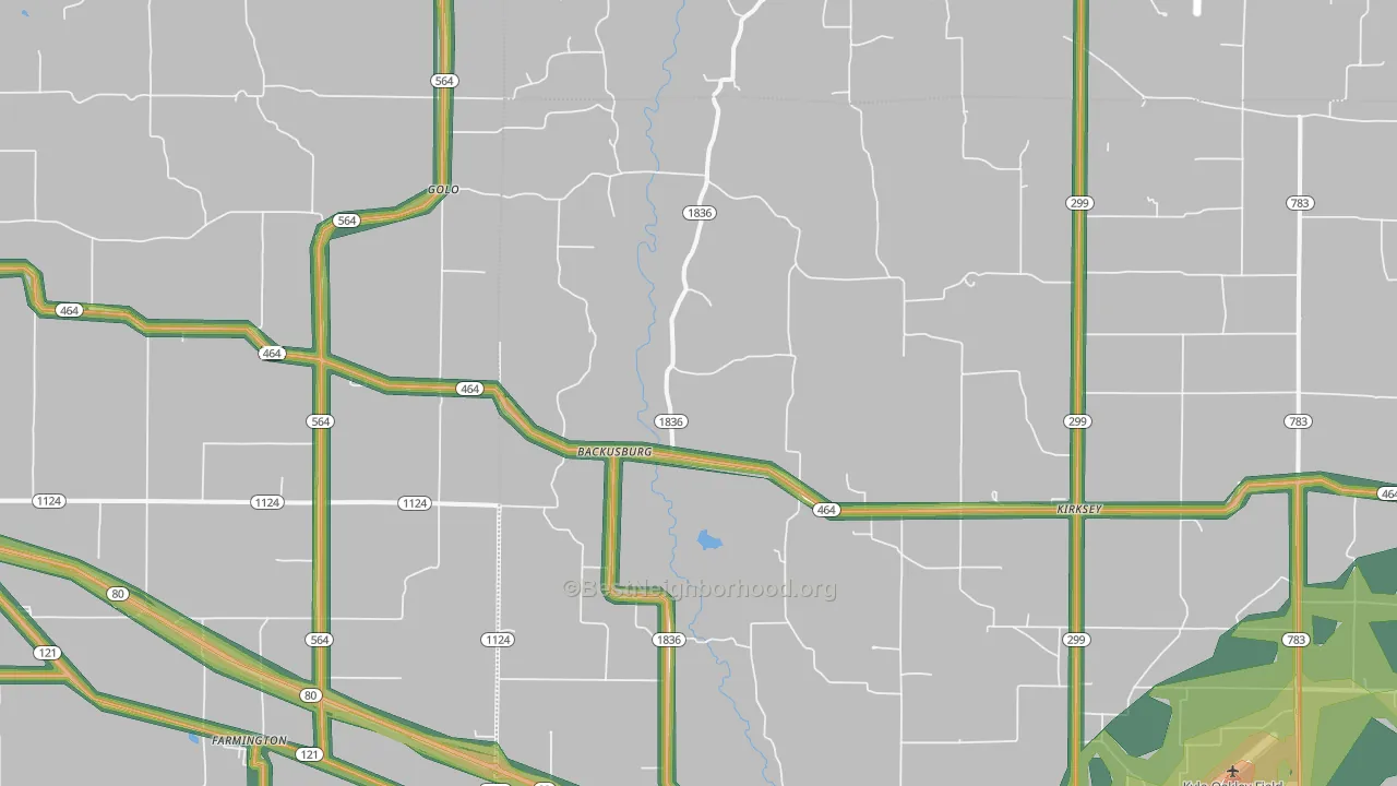Kirksey, KY Map of Noise Levels in Kirksey