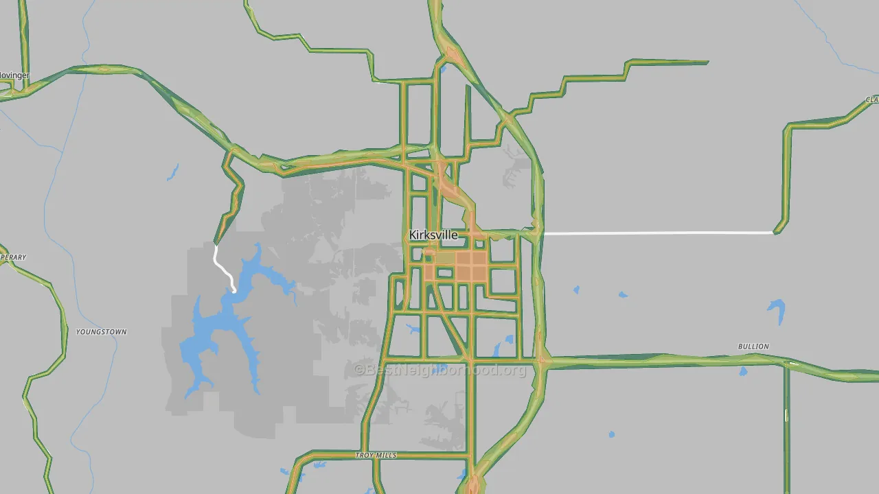 Kirksville, MO Map of Noise Levels in Kirksville