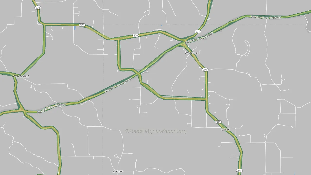 Kirkville, MS Map of Noise Levels in Kirkville