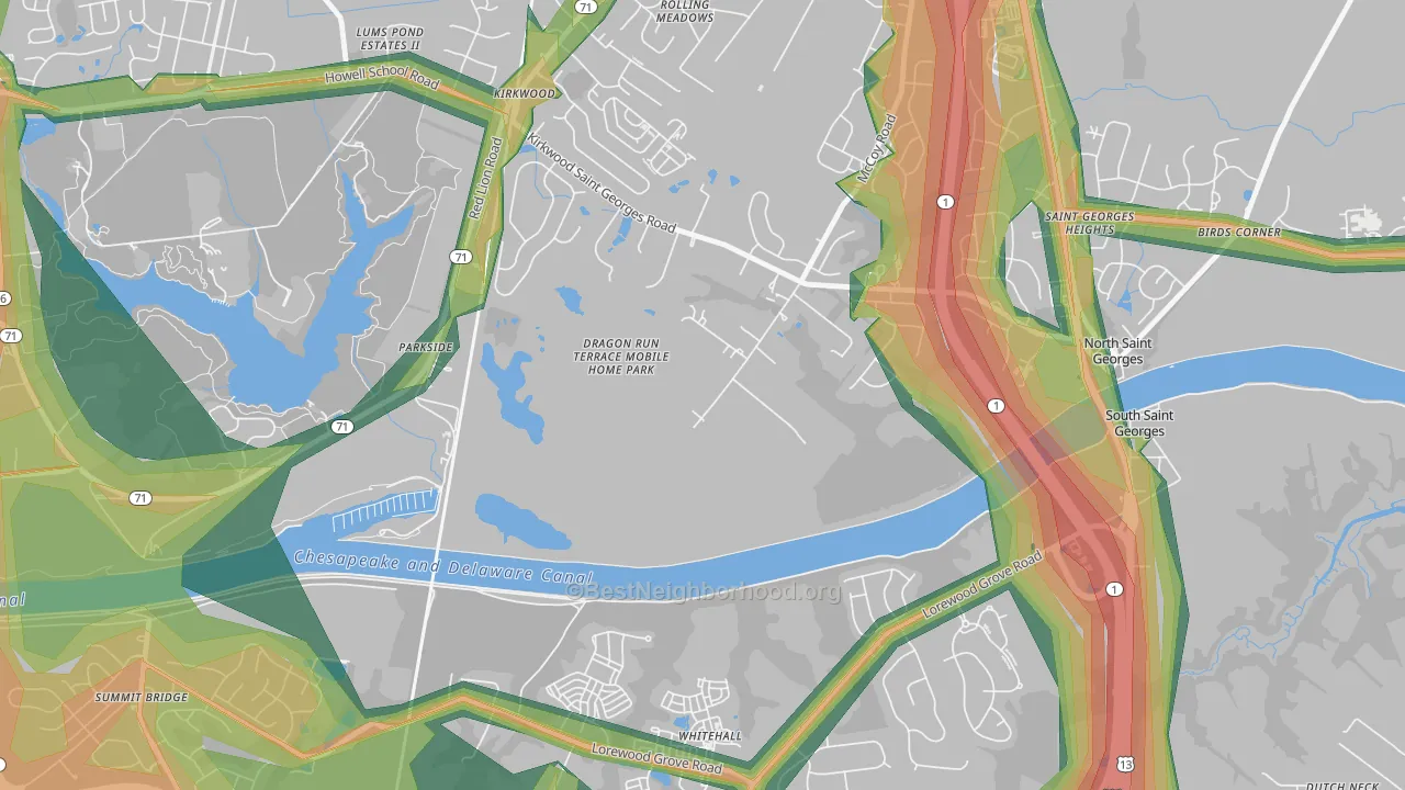 Kirkwood, DE Map of Noise Levels in Kirkwood
