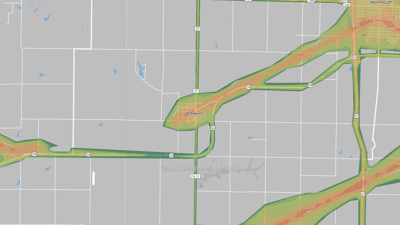Kirkwood, IL Map of Noise Levels in Kirkwood