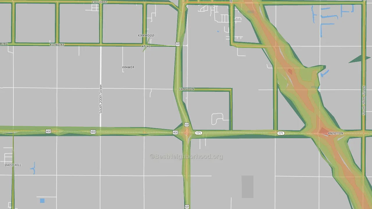 Kirkwood, KS Map of Noise Levels in Kirkwood
