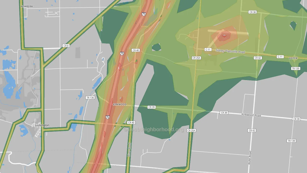 Kirkwood, OH Map of Noise Levels in Kirkwood