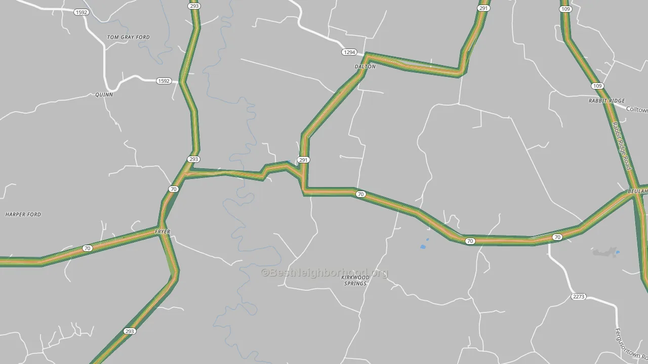 Kirkwood Springs, KY Map of Noise Levels in Kirkwood Springs