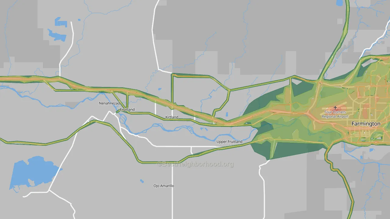 Kirtland, NM Map of Noise Levels in Kirtland
