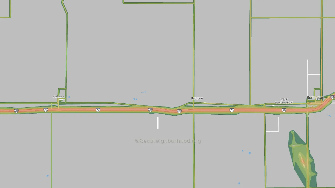 Kit Carson County, CO Map of Noise Levels in Kit Carson County
