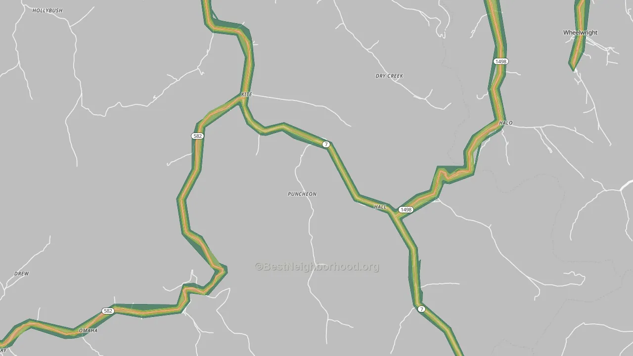 Kite, KY Map of Noise Levels in Kite