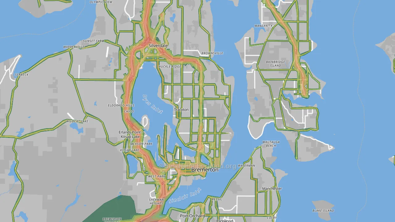 Kitsap County, WA Map of Noise Levels in Kitsap County