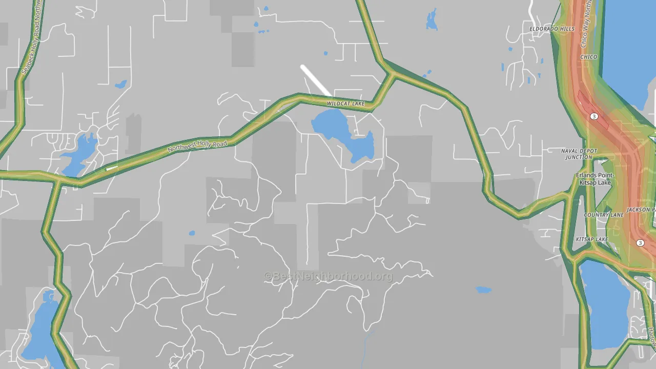 Kitsap Lake, WA Map of Noise Levels in Kitsap Lake