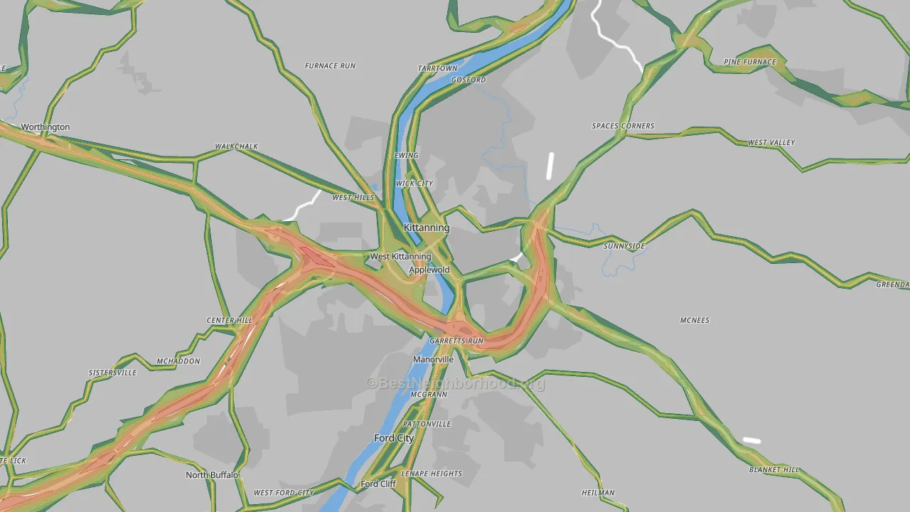 Kittanning, PA Map of Noise Levels in Kittanning