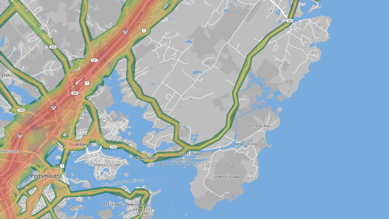 Kittery Point, ME Map of Noise Levels in Kittery Point