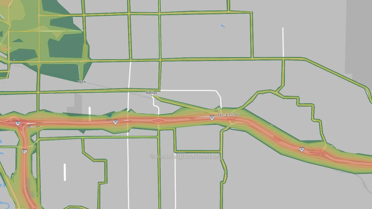 Kittitas, WA Map of Noise Levels in Kittitas