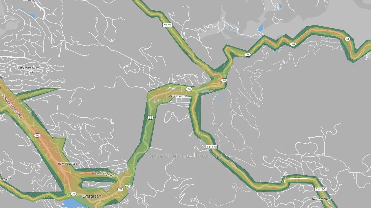 Kittredge, CO Map of Noise Levels in Kittredge