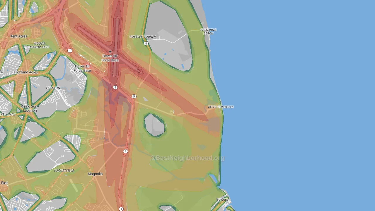 Kitts Hummock, DE Map of Noise Levels in Kitts Hummock