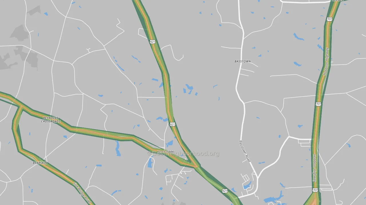 Kitty Fork, NC Map of Noise Levels in Kitty Fork