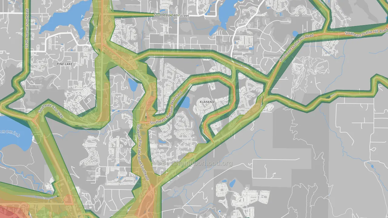 Klahanie, WA Map of Noise Levels in Klahanie