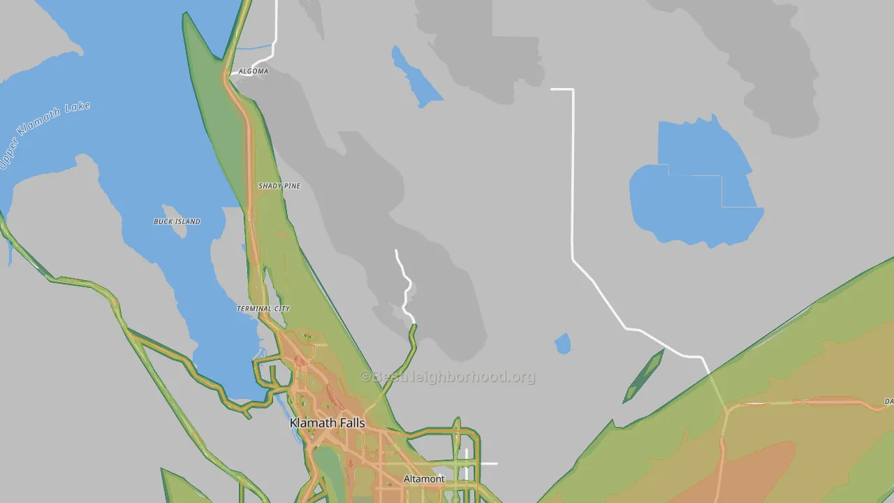 Klamath County, OR Map of Noise Levels in Klamath County